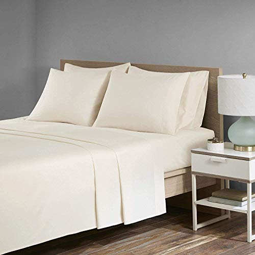 Grandeur Linens 800 Thread Count Four (4) Piece Olympic Queen Size Ivory Solid Bed Sheet Set, 100% Egyptian Cotton, Deep Pocket #TOP1