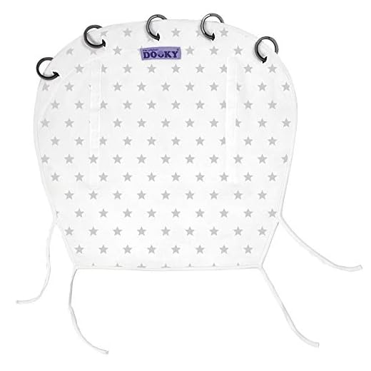 Original Dooky - Parasol para carrito y silla de coche, diseño de estrellas, color blanco y plateado