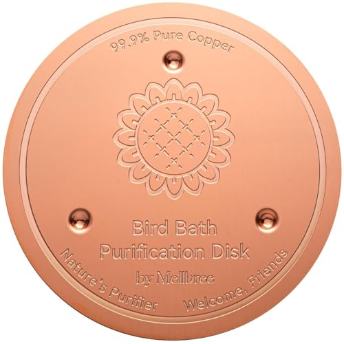 Mellbree Bird Bath Copper Disc, 0.6mm 99.99% Pure Copper for Natural Water Care, Fits Most Outdoor Birdbaths, Bowls, Solar & Heated Units (Sunflower)