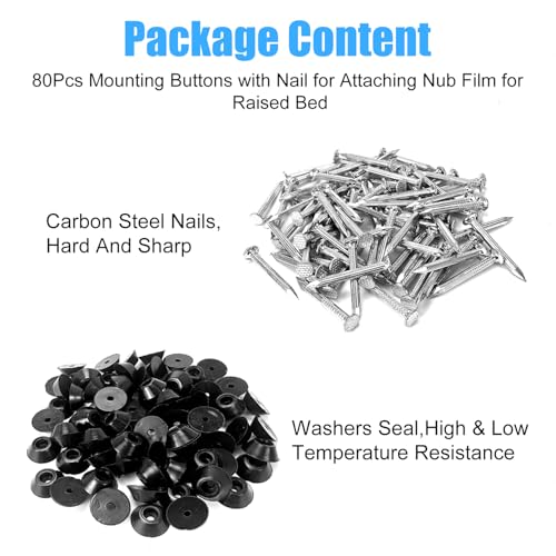 80 clavos para panel con puntos, clavos de fijación de 3 x 30 mm, botones de montaje para película nub, adecuados para drenaje, camas elevadas, macetas o muros de sótano miniatura 3