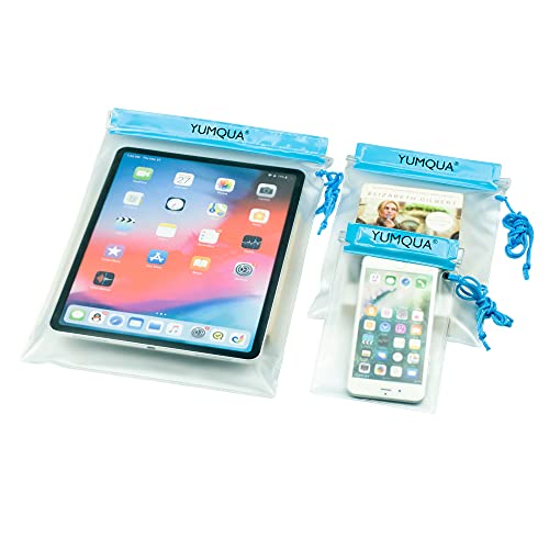 Image of YUMQUA Clear Waterproof Bag, Waterproof Document Pouch Passport Holder Water Tight Map Case Waterproof Pouch Water Proof Small Dry Bags for Kindle Phone Tablet Camera, Kayak Boat PaddleBoard