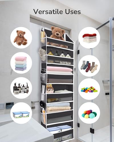 Image of ULG 2Pack-Over The Door Organizer with 6 Large Pockets 12 Side Pockets Door Hanging Organizer Black Door Hanging