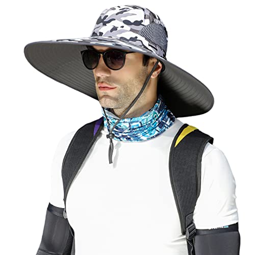 Image of Wide Brim Sun Hat for Men Women UV Protection Ventilated Summer Hats for Fishing Hiking Garden Beach