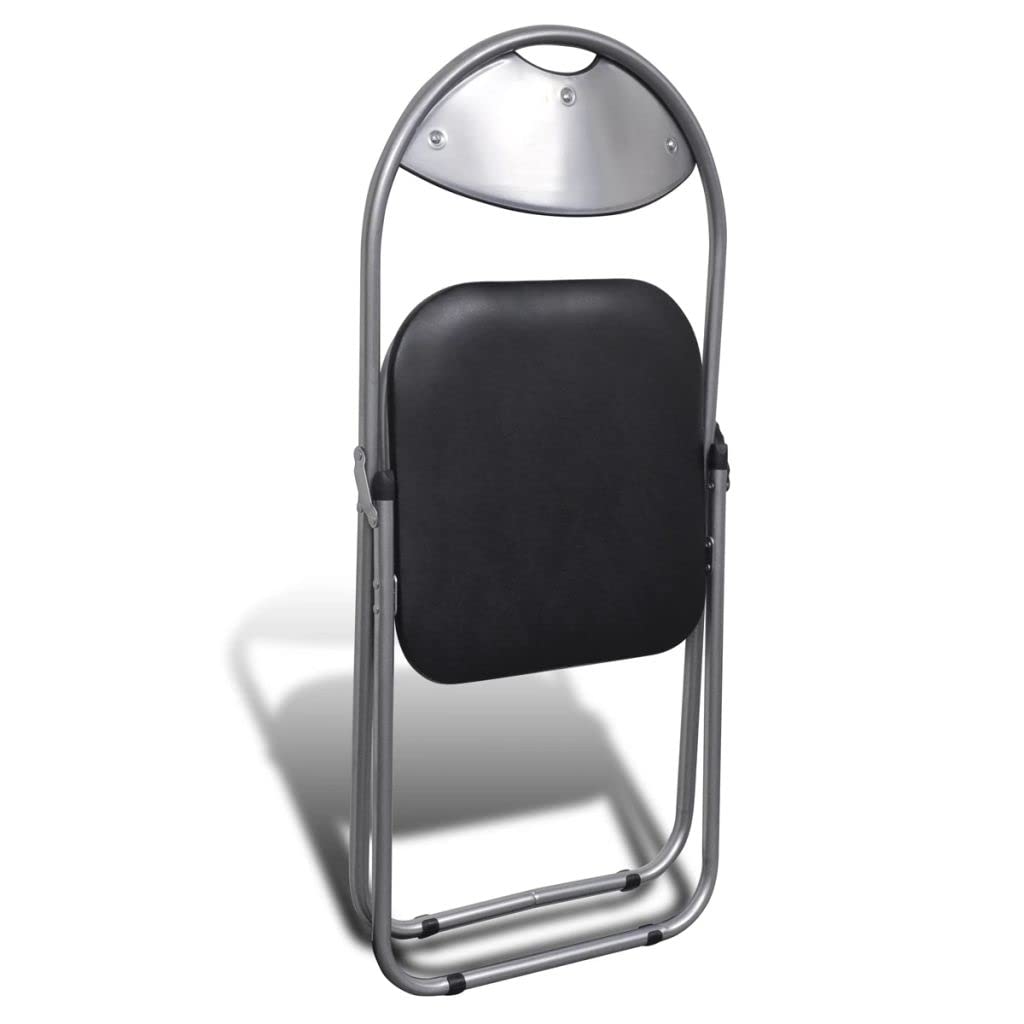 GuyAna Sillas de Comedor Plegables 2 uds Cuero sintético y Acero Negro Mesa Y Sillas De Comedor