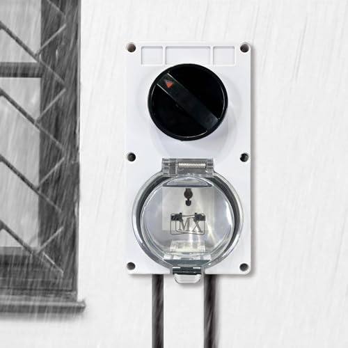 Image of MX IP66 Waterproof Outdoor Universal Socket Box 13A 250V with Spring Lid Cover, Weatherproof Dustproof ABS Electrical Wall Outlet for Garden, Balcony, Terrace & Outdoor Use