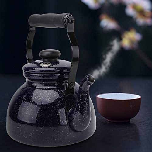 HEMOTON Apito de bule de chá esmaltado, apito, chaleira, fogão, água, chaleira, água, fervente, cozi