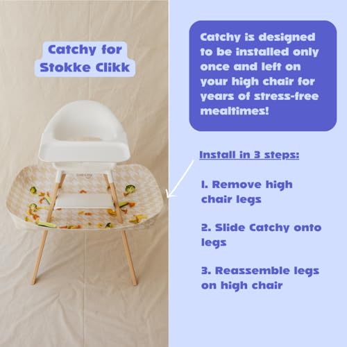 Image of CATCHY - Food Catcher - Compatible with Stokke Clikk High Chair + 12 Other High Chairs - Highchair Sold Separately - Baby & Toddler Food & Mess Catcher - Under High Chair Accessory | High Chair Food Catcher - High Chair Sold Separately - Baby & Toddler Food & Mess Catcher - Under High Chair Accessory