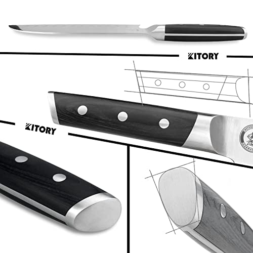 Kitory Santoku Knife 7", Metadrop Series, Forged German High Carbon Steel, Full Tang, Pakkawood Handle, Japanese Kitchen Chopping Knife For Vegetables Fruit And Cheese, Gift Box Included #TOP2