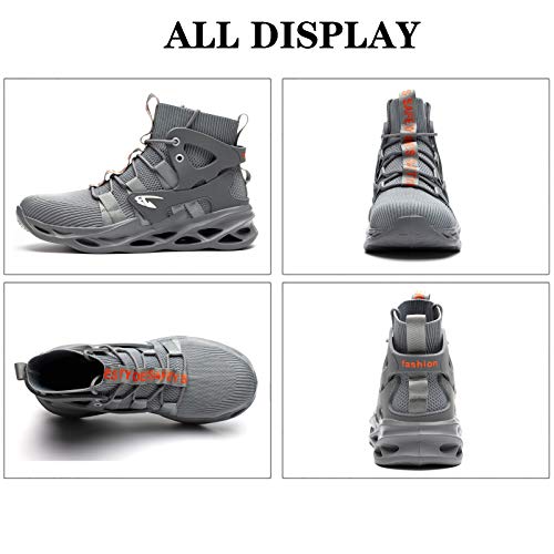 Steel Toe Work Boots for Men Women Lightweight Industrial & Construction Indestructible Safety Comfortable Shoes,Grey,Men's Size 5-11.5 - Image 7