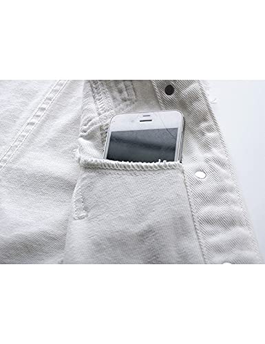Cowoka Women's Casual Denim Waistcoat Slim Fit Frayed Sleeveless Jacket Ripped Tops With Pockets White M #TOP5
