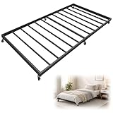 Hlplenn Twin Trundle Bed Frame with Steel Slats, Effortless Roll-Out Trundle Frame, Silent Locking Wheels & Quick Assembly, Space-Saving Guest, Kids, or Dorm Bed for Small Rooms, Black