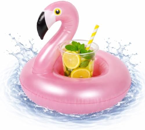 Getränkehalter aufblasbar Luftmatratze Schwimmring Schwimmreif für Pool, Cocktailhalter, Bierhalter, Becher, Dosenhalter, Becherhalter Bier (Flamingo rosa)