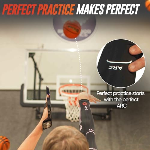 The Ringer Hoops Basketball Sleeve – Basketball Shooting Trainer Arm Sleeve – Shot Trainer with Marked Lines, Compression Shooting Sleeve Basket ball for Perfect Form (Youth)