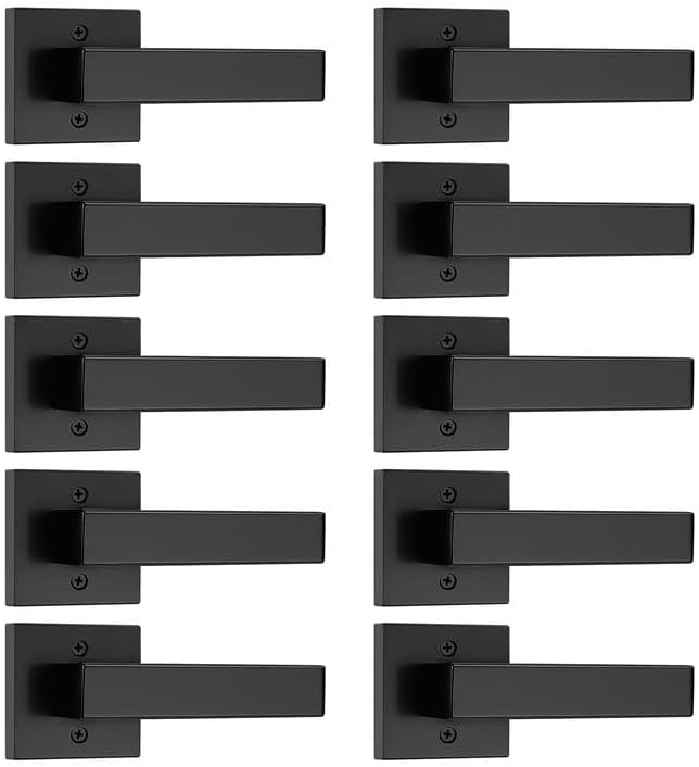 Probrico 10 Pack Black Dummy Door Levers Dummy Door Handles Heavy Duty Interior Levers Modern Non-Turning French Door Hardware