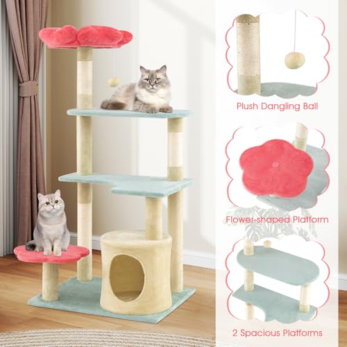 Árbol para Gatos Tangkula 49 in Floral con Rascador y Plataforma miniatura 7