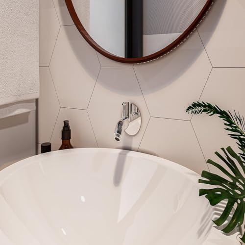 Image of GLOXY Premium Brass Bib Cocke Short Body with Chrome Finish - Short Body Wash Basin Tap Royal Lever with Wall Flange - Bib Cock Tap for Kitchen Sink, Bathrooms, Gardens - 10 Years Warranty