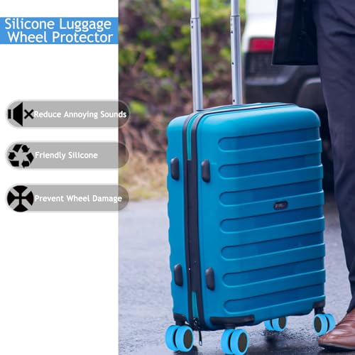 Luggage Wheel Covers for Suitcase-10 PCS Suitcase Cover Luggage Protectors for Most 8 Spinner Suitcases Office Chair Caster (Blue)3