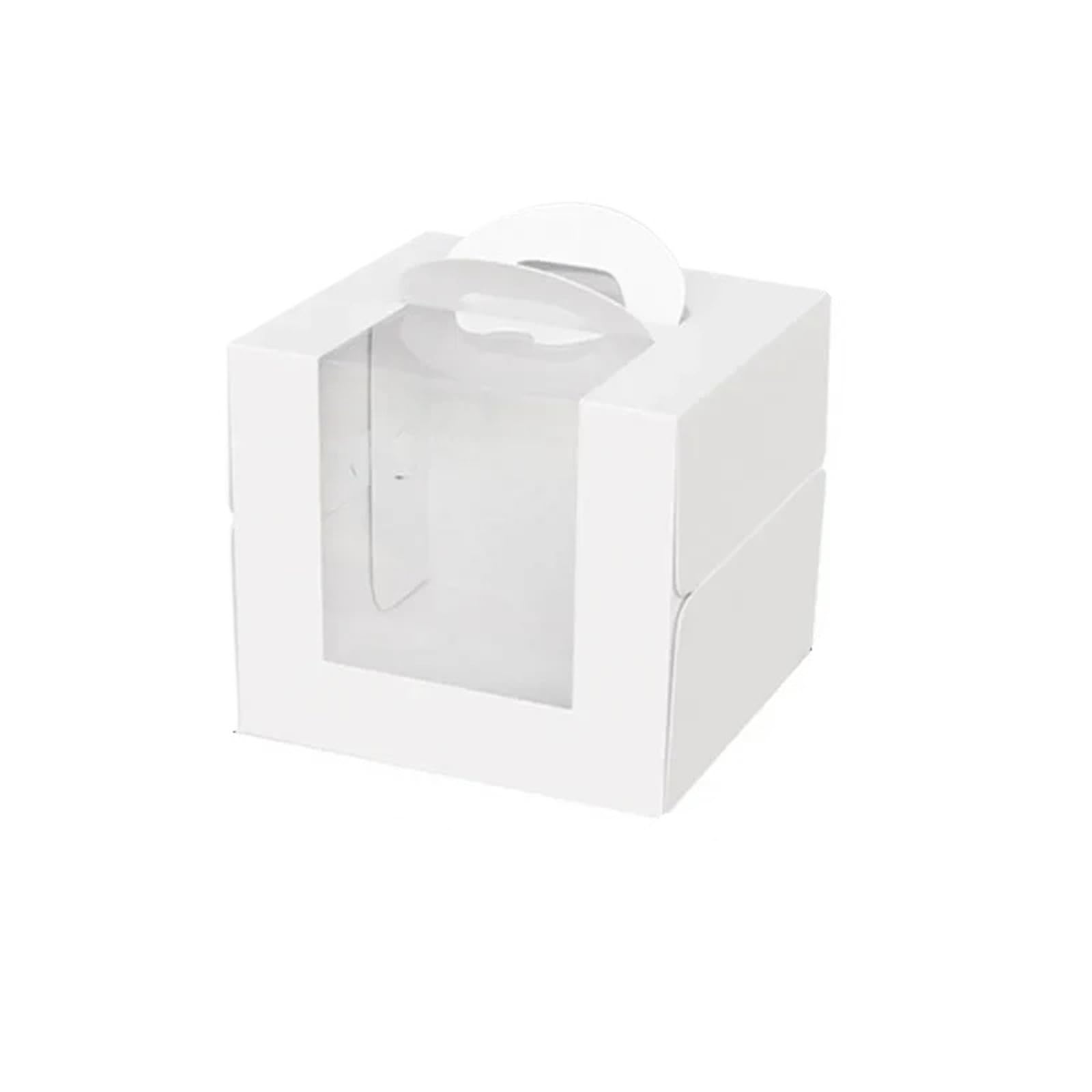 Caja embalaje 10pcs White Cake Box With Handle DIY Paper Boxes For Muffin Dessert Packaging Baking para tartas(15x15x15CM)