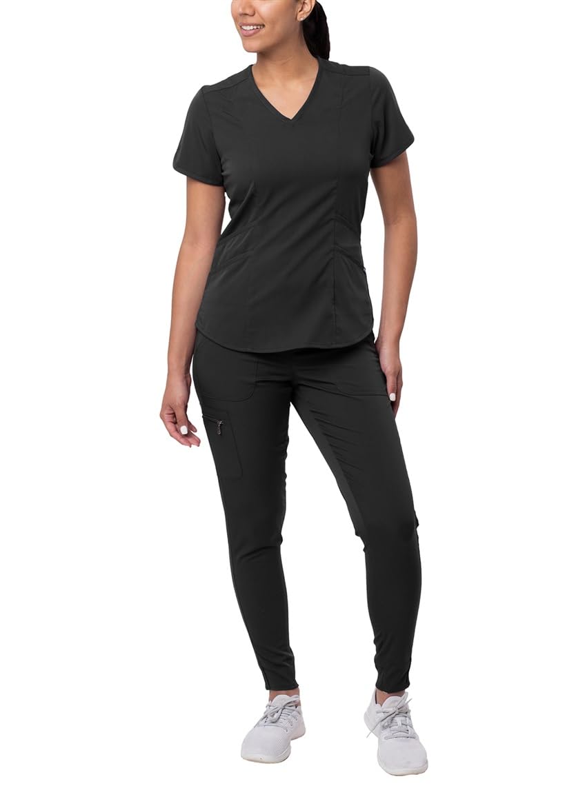 Adar Uniforms Women's P9500blk3x Medical Scrubs Set, Black, 3XL UK