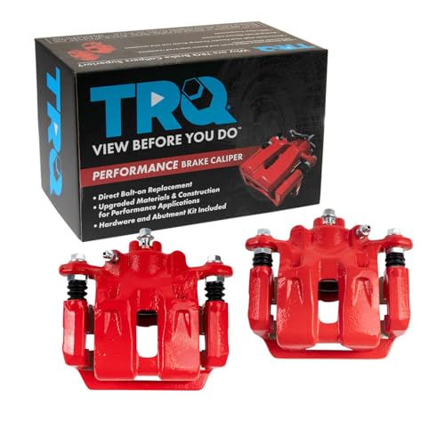 Image of TRQ Performance Rear Brake Caliper Set Painted Red Brackets Compatible with 2005-2010 Honda Odyssey