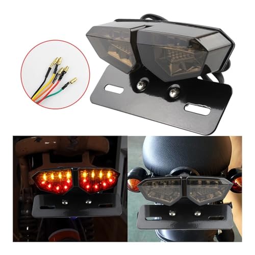 Feu arrière de moto avec clignotant rouge ambre et éclairage plaque - 6