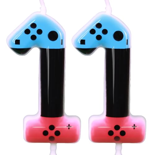 Gaming Candle Level 11 Number Birthday Cake Candles 11 Birthday Decorations for Boys 11th Birthday Candle Gamepad Birthday Candles Video Game Controller Themed Kids Birthday Party Supplies (Number 11)