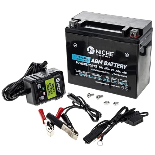 NICHE YTX20HL AGM Battery & Charger for ATV & Motorcycle