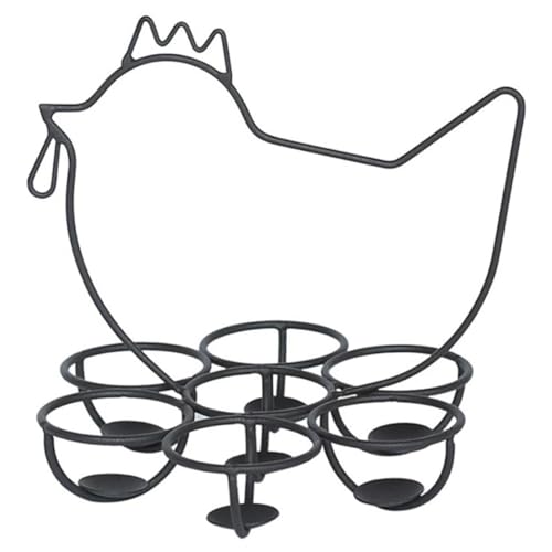 ROMISBABA Metall Eierhalter Küchen Organizer Hühnerform Aufbewahrungsregal Schwarz Dekoratives Eierdisplay für Arbeitsplatte Wohnzimmer und Küche