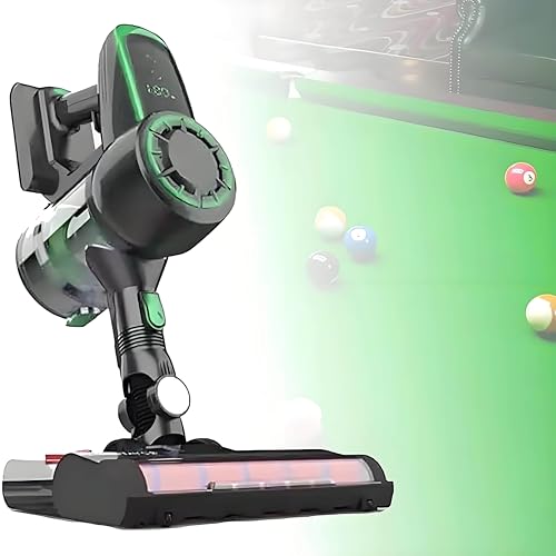 22kpa Cordless Billiard Table Cloth Cleaner, Electric Pool Table Vacuum with LED Light, 240W Brushless Motor, Ultimate Billiard Cloth Maintenance Tool, Green
