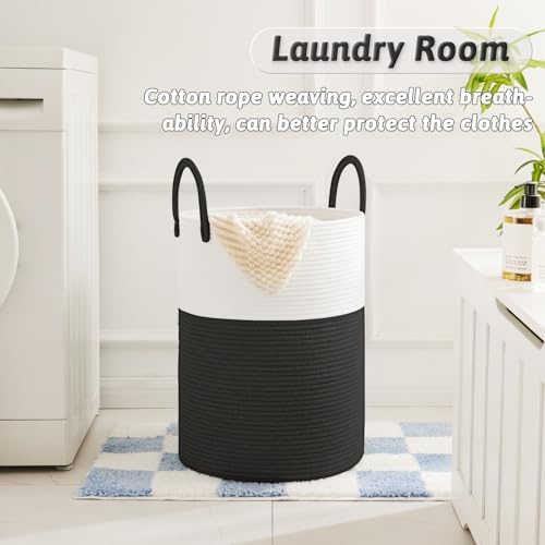 Artfeel Laundry Basket,Woven Cotton Rope Laundry Hamper,40L for Decorative Storage of Dirty Clothes,Toys and Blankets in Bathroom,Baby Room and Living Room - 1