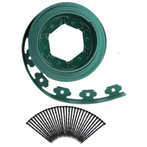 Tira divisora de césped y piedra, tira de borde de césped, 30 anclajes de suelo, tira flexible de 10 m para césped, caminos, grava o macizos de flores, borde de paisaje resistente a la intemperie, 5