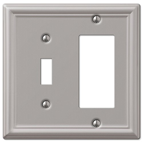 Image of Amerelle 149TRBN 1TGL /1RKR BN WALL PLATE, Single Toggle /Single Rocker-GFCI, Brushed Nickel