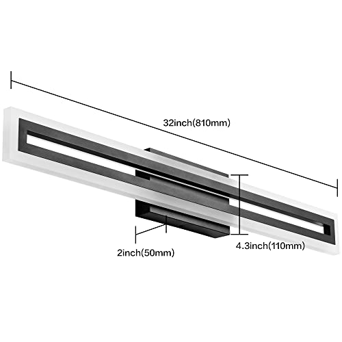 Image of SOLFART Bathroom Vanity Light Fixtures Vanity Lights for Mirror Bathroom Lighting Black Led Light 6000K