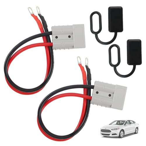 Vaskula 4 Stück Batterieanschluss Stecker Satz 50A 600V Stecker mit Kabel mit 10AWG 30cm O Ring Batterie Anschlussstecker und Staubstopfen Connector für Auto Motorrad Wohnwagen Gabelstapler