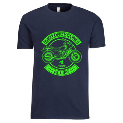 Image of Raida unisex Motorcycling Life T-Shirt (Medium, Navy Blue)