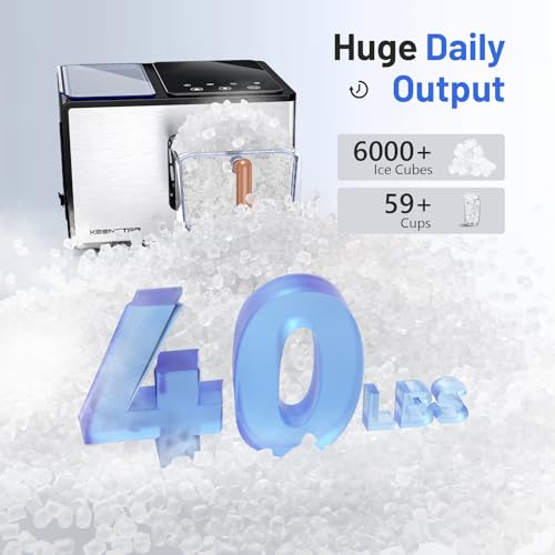 Keenstar ICN1580 Nugget Ice Maker Countertop, 40Lbs/24H, Pebble Ice Maker With Soft Chewable Ice, Self Cleaning Sonic Ice Machine, Stainless Steel W/Touch Screen, Compact Design For Home Office Bar Party- Silver thumb #2