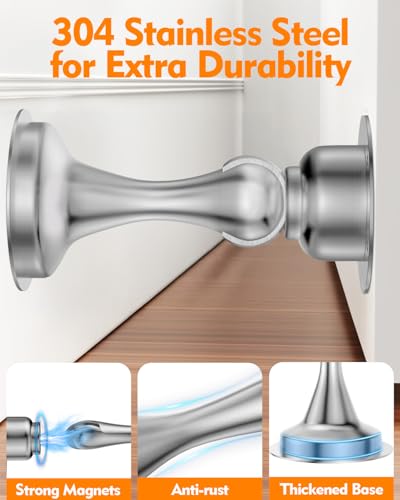 Door Stoppers Magnetic Door Catch, Stainless Steel Magnetic Door Stop 2 Pack, Double-Sided - image 3