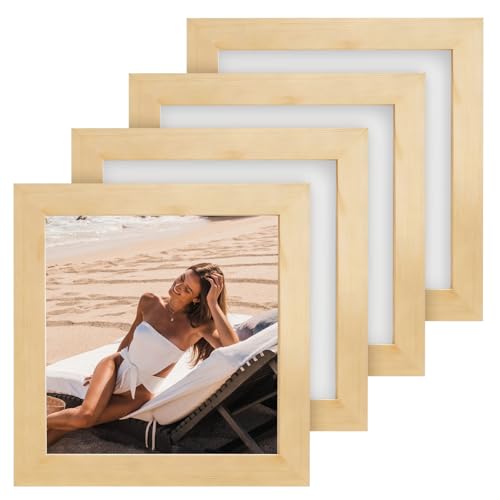 6x6 Photo Frame 4Pcs Square Picture Frames Small Picture Frames(15x15cm) Pictures Frame Backing for Display on Table Desk Top or Wall Hanging Home Office Decoration