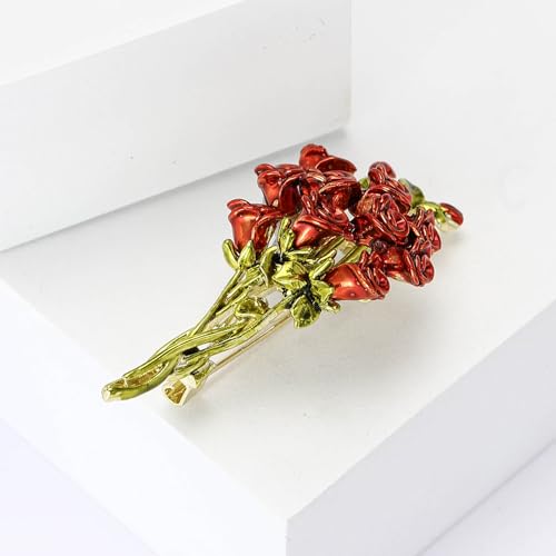Image of Rhinestone Flower Brooches for Women Enamel Floral Brooch Lapel Pins for Mom Wife Elegant Dress Accessories Mother's Day Jewelry Gifts