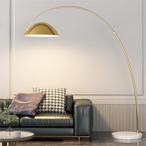 Lámpara de pie de arco dorada con elegante base de mármol de 178 cm 3
