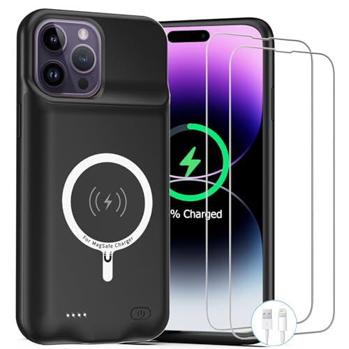 Battery Case for iPhone 14 Pro,Upgraded 10000mAh Rechargeable Portable Charging Case with Wireless Charging Compatible for iPhone 14 Pro (6.1inch) with Carplay Extend Battery Pack Charger Case (Black)