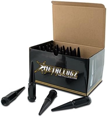 Metal Lugz 7004K6-BLK Spiked Lugz Black 14x1.5 Thread 4.4" Overall Length kit Contains 24 Lugs & 1 Key