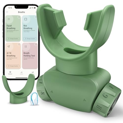 Breathing Exercise Trainers Adjustable and Portable Easy to Clean for Daily,Fitness & Sport Green