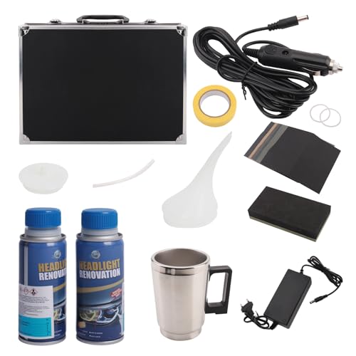 AFNCX Kit de Restauración de Faros de Coche,Kit Pulido Faros Coche con 200ml Pulimento Faros Coche Kit Renovador Faros Coche,Kit Reparación Lentes Faros Coche para Amarillear/Rayones/Grietas (Kit 1)