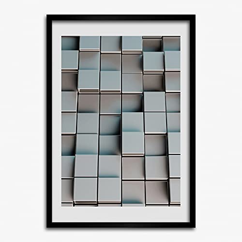 Photo affiche Mur de cubes 50x70 cm pour transformer l'ambiance de votre salon contemporain