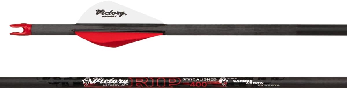Victory Archery RIP 0.204" 250/300/350/400/500 Spine Small Diameter Carbon Hunting Arrow Vane Fletched 6 Pack