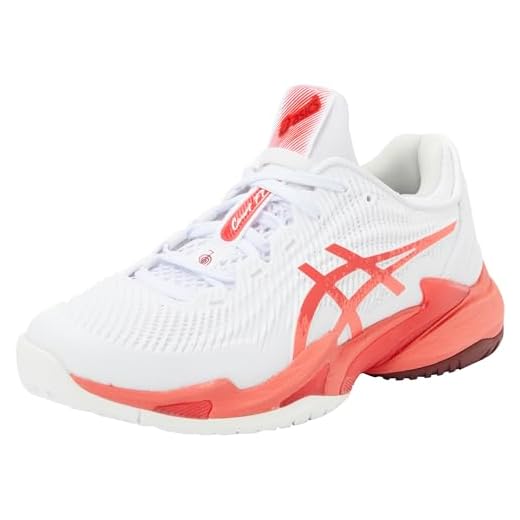 ASICS Homme Court FF 3 Novak Sneaker, Blanc/Rouge ÉLECTRIQUE, 42 EU