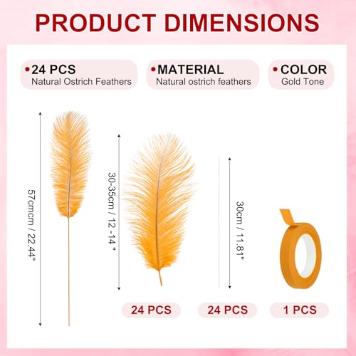 Plumes d'autruche dorées pour fabriquer des décorations de table de mariage - 3