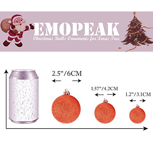 Emopeak 24Pcs Christmas Balls Ornaments For Xmas Christmas Tree - 4 Style Shatterproof Christmas Tree Decorations Hanging Ball For Holiday Wedding Party Decoration (Orange, 1.3"/3.2Cm) #TOP3