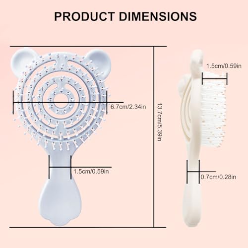 Cat-Ear Design Puppy Brush, Gentle Soft-Bristle Small Dogs Plastic Detangling Grooming Tool, Fit for Yorkie Shih Tzu Maltese Maltipoo (Light Pink) - Image 3
